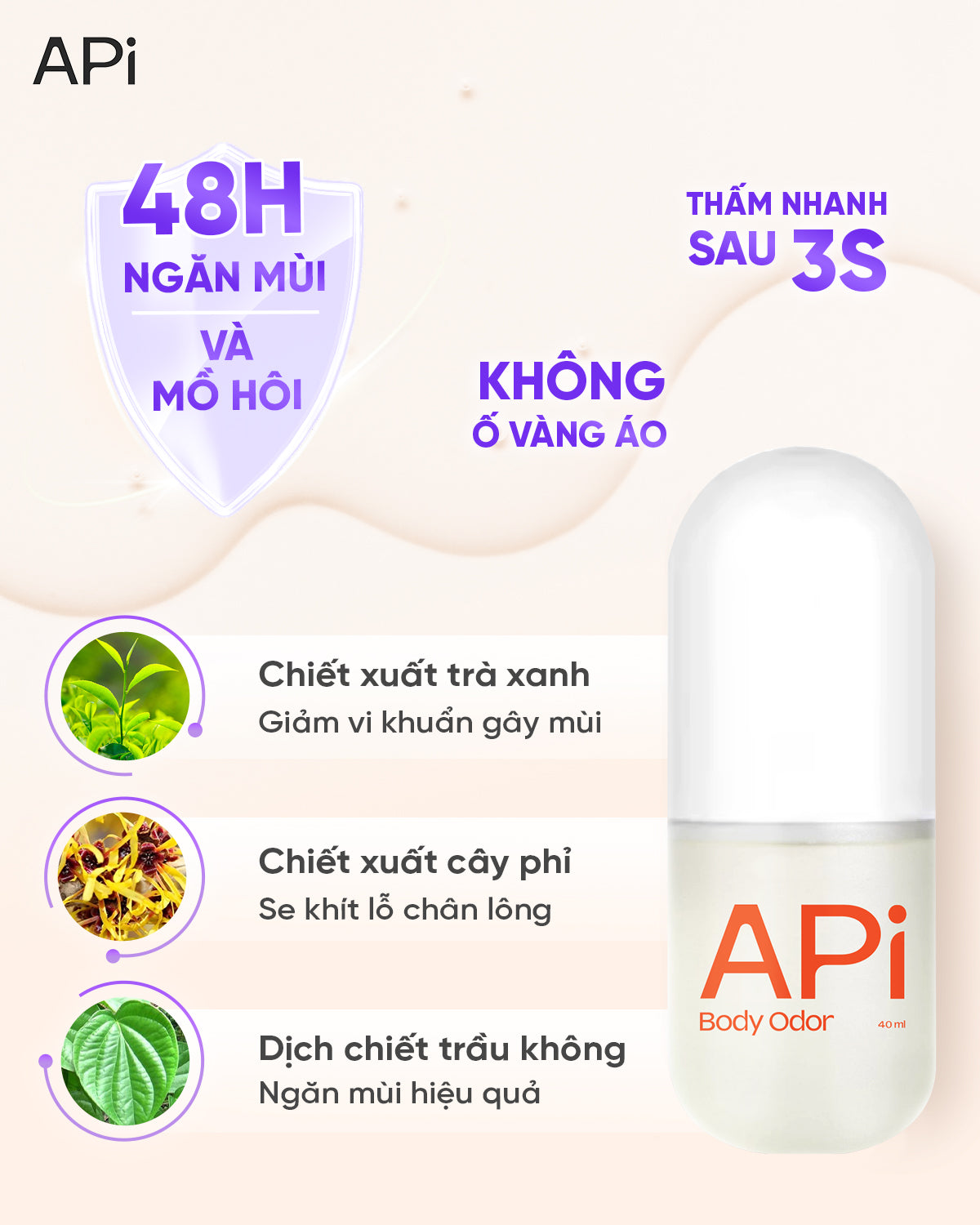 Xịt khử mùi toàn thân (nách, chân) 40ml APi