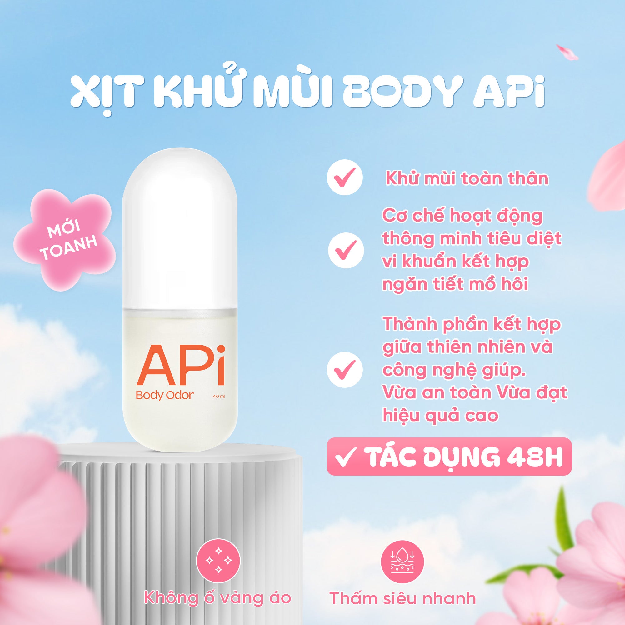 Xịt khử mùi toàn thân (nách, chân) 40ml APi